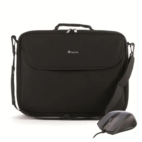 NGS Bureau Kit Maletín 16" Con Ratón Óptico USB Fog Negro