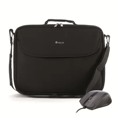 NGS Bureau Kit Maletín 16" Con Ratón Óptico USB Fog Negro