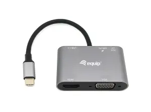 Docking USB-C EQUIP 133483: 4K HDMI, VGA, USB-A y PD 100W