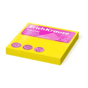 ErichKrause Bloc de Notas Adhesivas 75x75mm - 100 Unidades - Color Amarillo Neón
