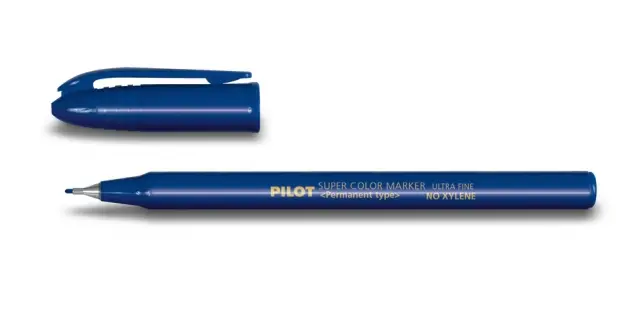 Pilot Super Color Rotulador Permanente Ultra Fino - Punta de Poliacetal 1mm - Libre de Xileno - Color Azul