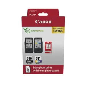 Canon PG-510/CL-511 Multipack de 2 Cartuchos de Tinta Originales + 50 Hojas de Papel Fotografico - 2970B017