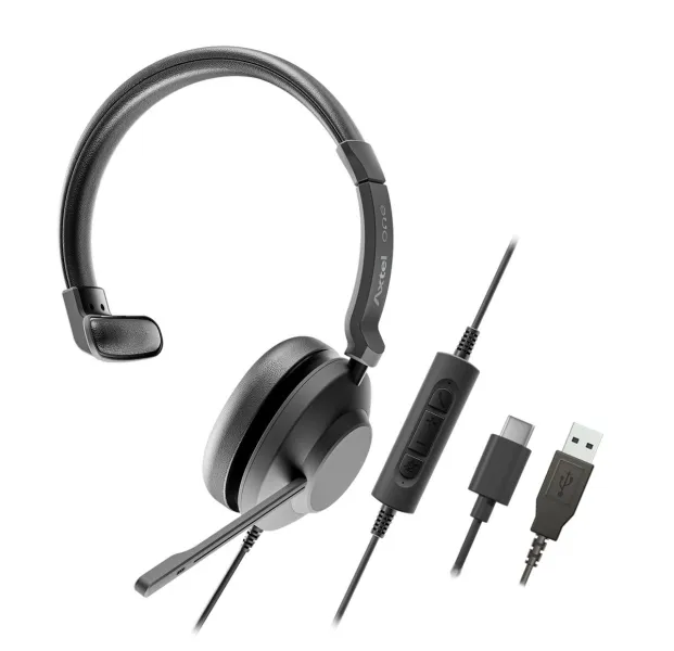 Axtel One Auriculares Con Microfono Usb - Conexion Usb-A - Controles De Audio Integrados - Estereo