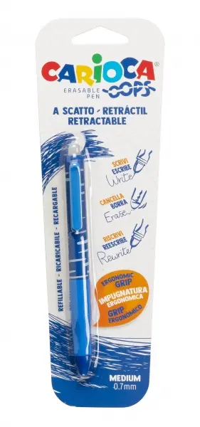Carioca Bolígrafo Retráctil Borrable Termo Sensible Punta Ø 0.7mm Color Azul
