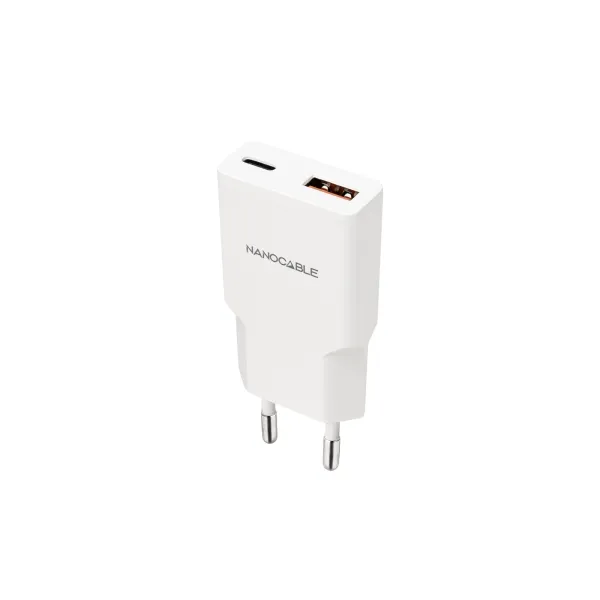 Nanocable Cargador USB-C/PD y USB-A/QC 25W Blanco