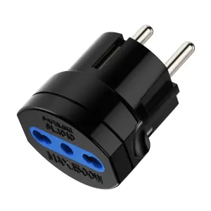 Ewent Adaptador de Viaje Schuko 16A Hembra Tipo L Negro