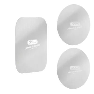 XO Pack de 3 Láminas Magnéticas Adhesivas para Smartphone - 2 Redondas y 1 Rectangular - Color Blanco