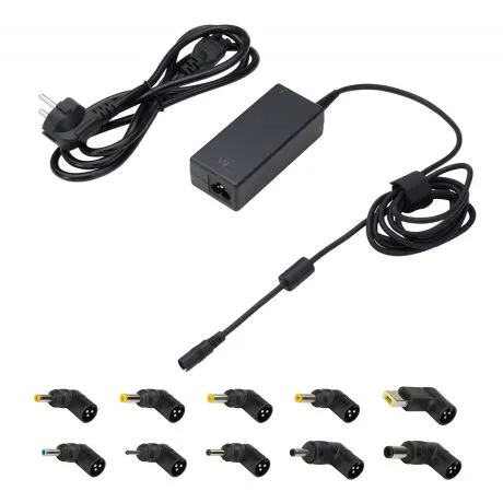 Ewent Cargador Universal Para Portatil De 65W - 10 Clavijas Intercambiables - Automatico - Gestion Inteligente De Corriente - Color Negro