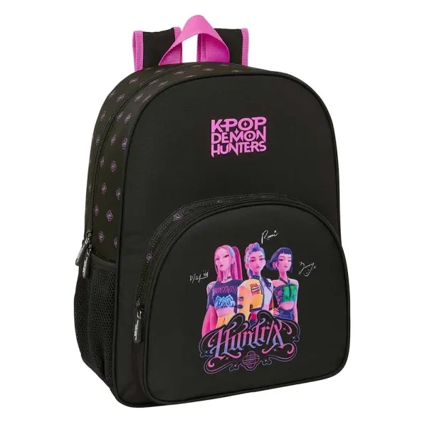 Safta Mochila K-Pop Demon Hunters Adaptable a Carro 33x42x14cm Negro/Rosa