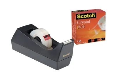 Scotch Dispensador de Cinta Adhesiva Crystal 19mm x 10m Color Negro