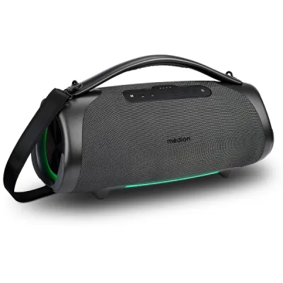 Medion Life P61768 XL Altavoz 50W RMS - Bluetooth 5.3 - Resistente al Agua - RGB - 30 Horas Autonomía - Antracita