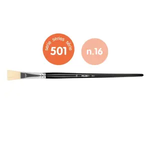 Milan 501 Pack de 4 Pinceles Planos Nº 16 con Bolsa y Colgador - Cerda Natural