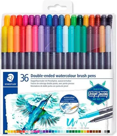 Staedtler Rotuladores Design Journey Doble Punta Fina/Pincel Acuarelables C/Surtidos Estuche 36 Ud