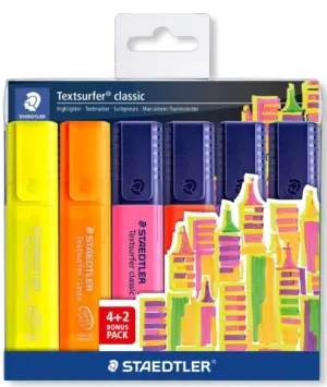 Staedtler Textsurfer Classic 364 Pack de 6 Marcadores Fluorescentes 1-5mm Colores Surtidos