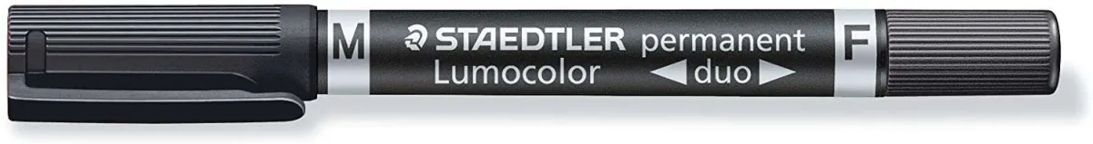 Staedtler Lumocolor 348 Rotulador Permanente De Doble Punta M Y F - Secado Rapido - Color Negro