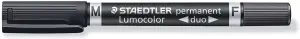 Staedtler Lumocolor 348 Rotulador Permanente Doble Punta M/F Secado Rápido Negro