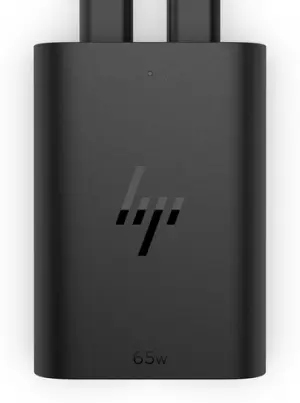 HP Cargador USB-C GaN 65W con 2 Puertos para Carga Simultánea - Negro