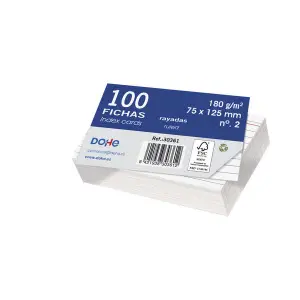 Dohe Pack de 100 Fichas de Cartulina Offset Blancas Rayadas 180g