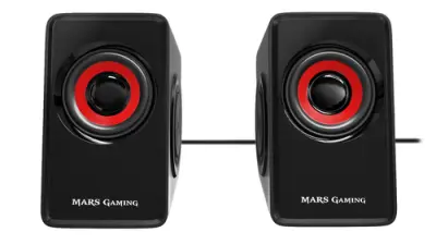 ALTAVOCES 2.0 MARS GAMING MS1 10W RMS VIBRO-SUBWOOFER COLOR NEGRO Y ROJO
