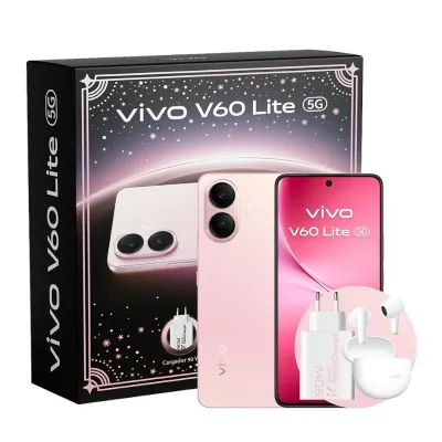 VIVO V60 Lite 5G 6.77" 8GB RAM 256GB Almacenamiento Pink Bundle