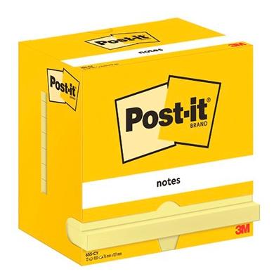 Post-It Bloc Notas Adhesivas 655 100H 76X127 Canary Yellow Paquete 12 Ud