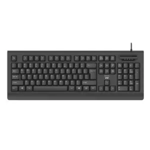 Ewent EW3286 Teclado USB con Lector Inteligente de Tipo PC/SC 2.0 como DNIe o Tarjeta Sanitaria Española - Idioma Español - Color Negro