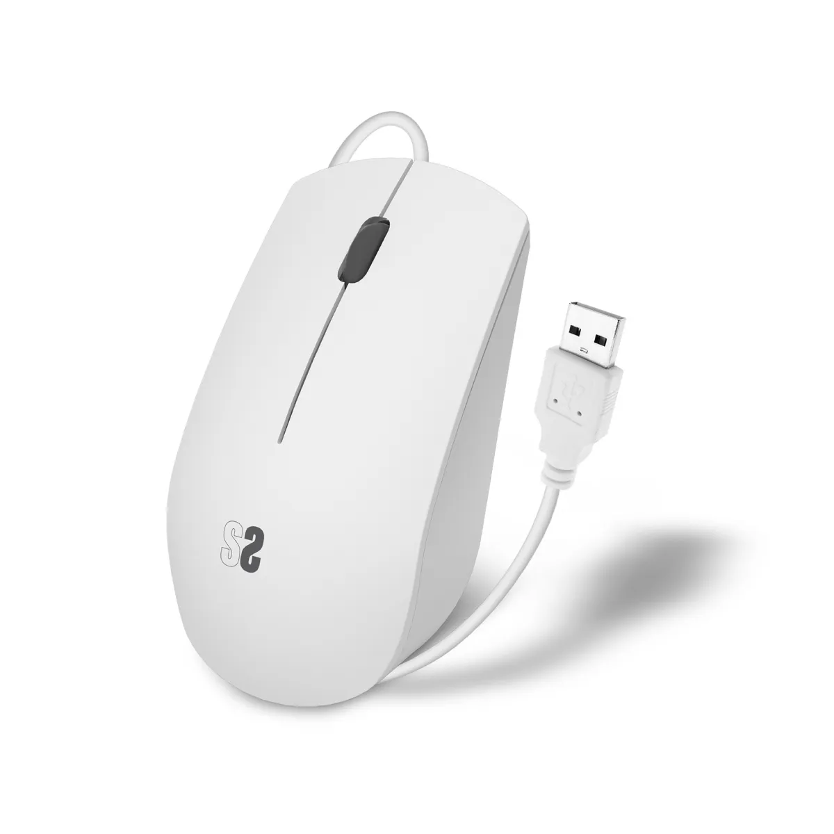 Subblim Ratón Óptico Ergonómico Silent Click Blanco - Cableado y Minimalista