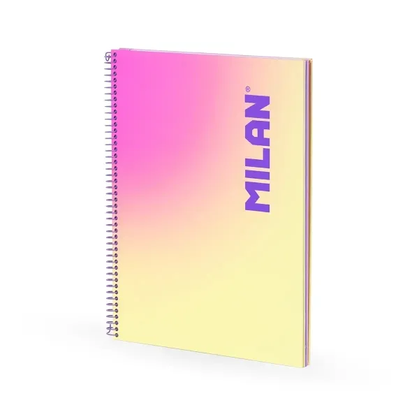 Milan Cuaderno Espiral A4 90H 95Gr Cuadrícula 5X5 Tapa Dura Sunset Amarillo