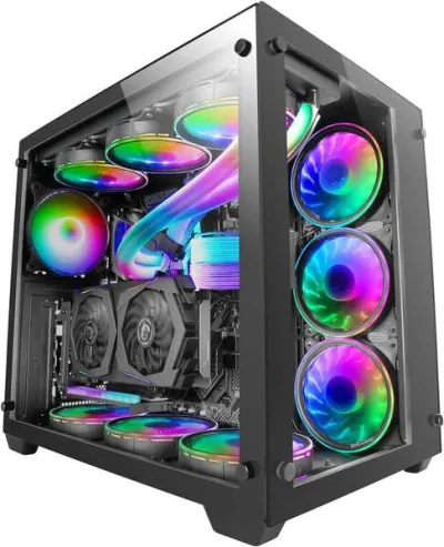 Mars Gaming MCV3 E-ATX Caja Negra XXL Premium Doble Ventana Cristal Templado