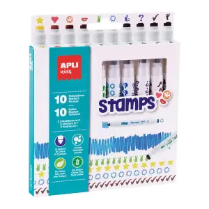 Apli Kids Pack de 10 Rotuladores Doble Punta Sello y Rotulador - Colores Surtidos