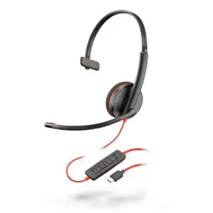 HP POLY AURICULARES BLACKWIRE C3210 DIADEMA MONOAURAL MICRÓFONO CONTROL DE VOLUMEN CABLE USB-C