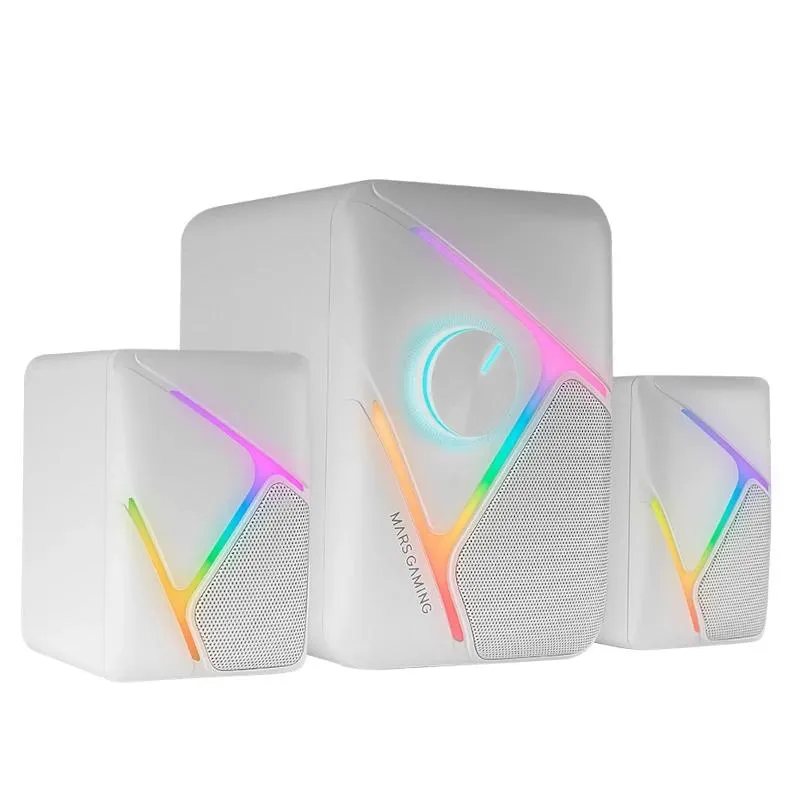 Mars Gaming Altavoces 2.1 RGB Dinámico 35W 3D Surround Blancos USB Jack 3.5