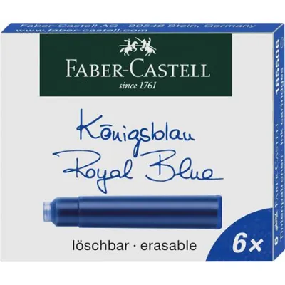 Faber Castell Cartucho Tinta Borrable Azul Estuche 6 Ud