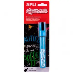 Apli Marcador De Tiza Líquida Punta Redonda 5,5mm Azul Blíster 1 Ud