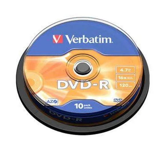 Verbatim DVD-R 4.7GB 16X 10 Pack Spindle Superficie Mate Plata