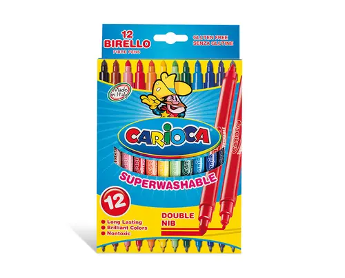 Carioca Rotulador Birello Doble Punta Fina/Media Estuche 12 Colores Surtidos