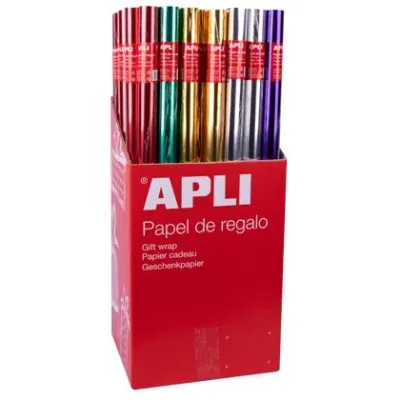 Apli Papel De Regalo Metalizado 70Cm X 2M Colores Surtidos