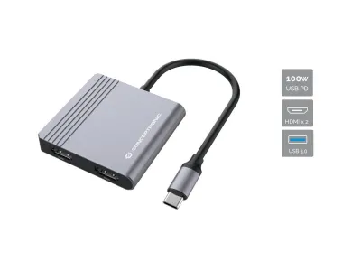Conceptronic Docking USB-C DONN013 con 2x HDMI y Carga 100W