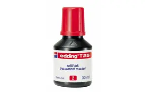 EDDING FRASCO DE TINTA T25 PARA ROTULADOR PERMANENTE 30ML ROJO