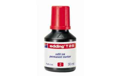 EDDING FRASCO DE TINTA T25 PARA ROTULADOR PERMANENTE 30ML ROJO