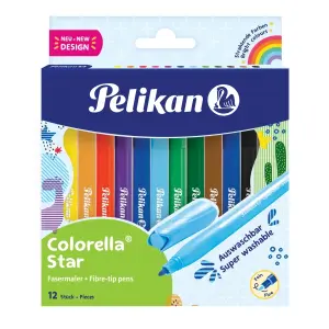 Pelikan Colorella Star Pack 12 Rotuladores Punta Fina Tinta Lavable Agarre Ergonómico