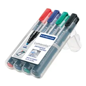 Staedtler Lumocolor 352 Pack de 4 Marcadores Permanentes - Secado Rápido - Estuche de Sobremesa
