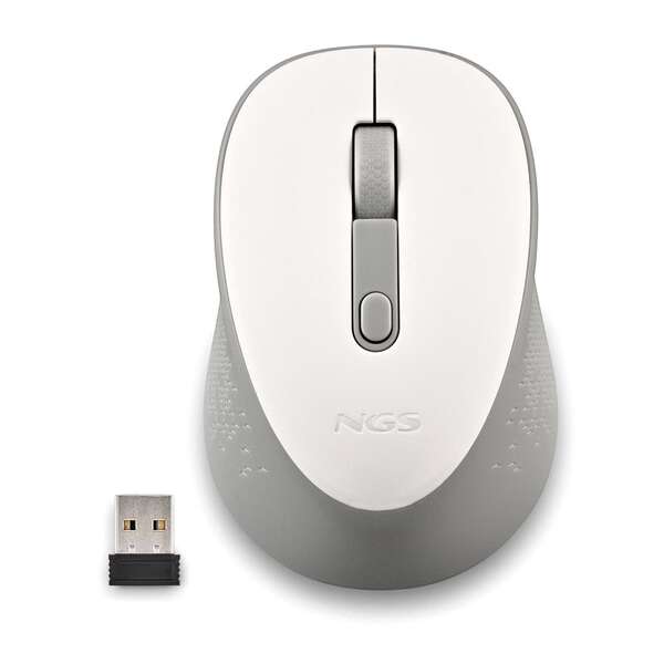 Ngs Dew White Raton Inalambrico Usb 1600Dpi - 3 Botones - Uso Diestro - Color Blanco/Gris