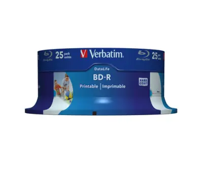 Verbatim BD-R SL Datalife 25GB 6X 25 Pack Spindle Wide Inkjet Printable