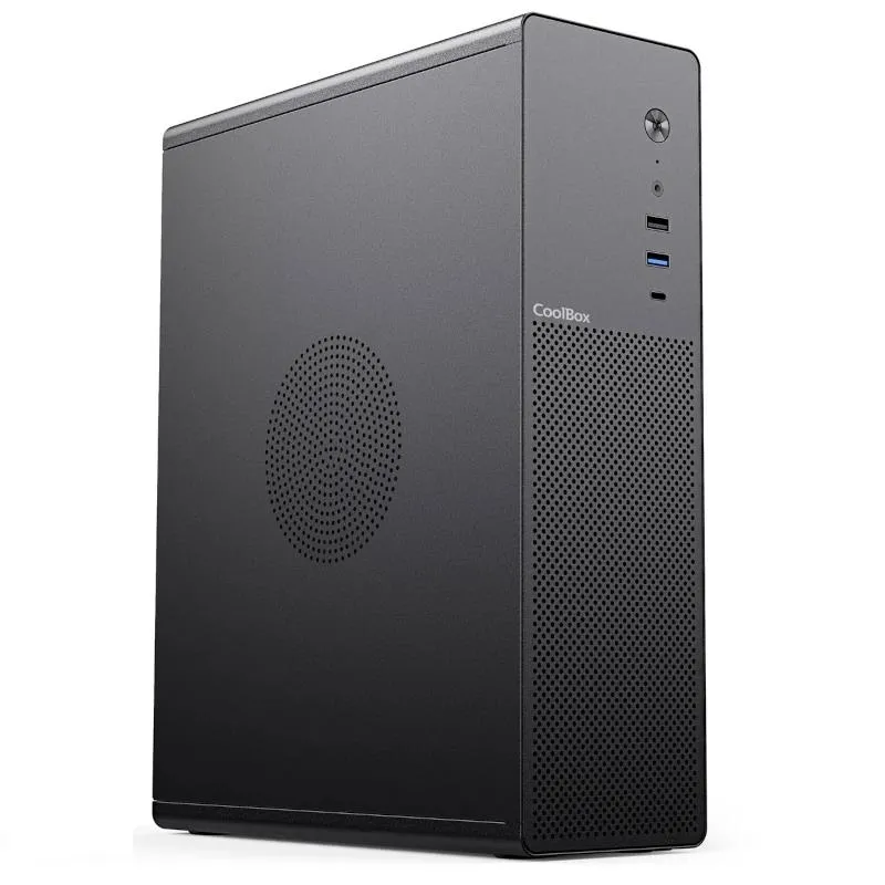 Coolbox Caja MicroATX Slim PCT100-0 USB-C 3.2 Gen1 Full Metal Sin Fuente + 1 Ventilador 90mm