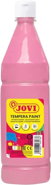 Jovi Tempera Paint Tempera Liquida 1000Ml - Base Agua - Lista Para Usar - Alto Poder Cubriente - Secado Rapido - Excelente Rendimiento - Facil Aplicacion - Color Rosa