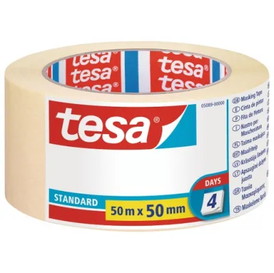 Tesa Cinta de Pintor 50mm x 50m - Papel Libre de Disolventes y Sin Residuos