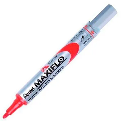 Pentel Marcador Pizarra Blanca Maxiflo MWL-5S Rojo - Caja 12 Unidades