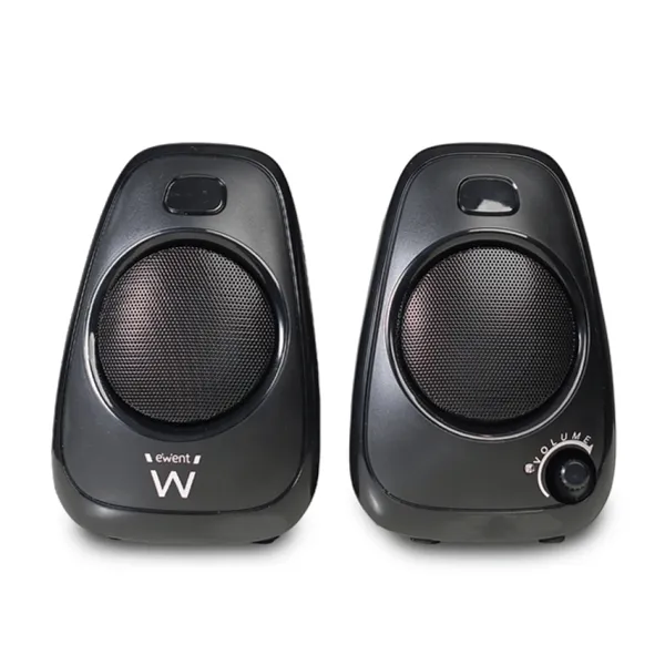 Ewent Altavoces Estereos De Sobremesa De 10W - Alimentacion Usb - Jack De 3.5Mm - Control De Volumen - Color Negro