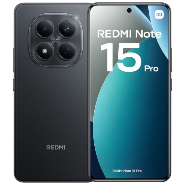 Xiaomi Redmi Note 15 Pro Smartphone Pantalla Amoled 6.77" 120Hz - 8Gb -256Gb - Camara 200 Mp Ois + 32 Mp - Mediatek Helio G200 Ultra  - Bateria 6500 Mah Con Carga 45W - Ip65 - Color Negro